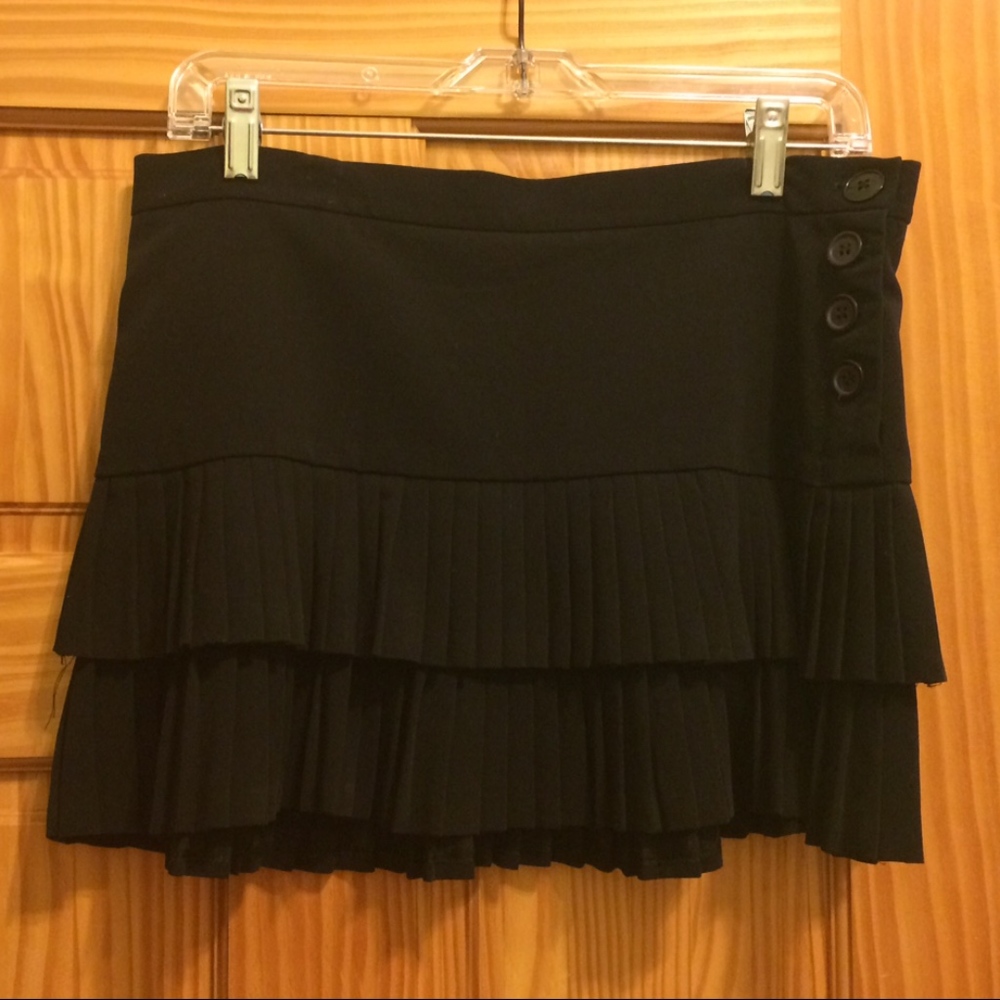 BCBGMAXAZRIA Black Ruffled/Layered Mini Skirt